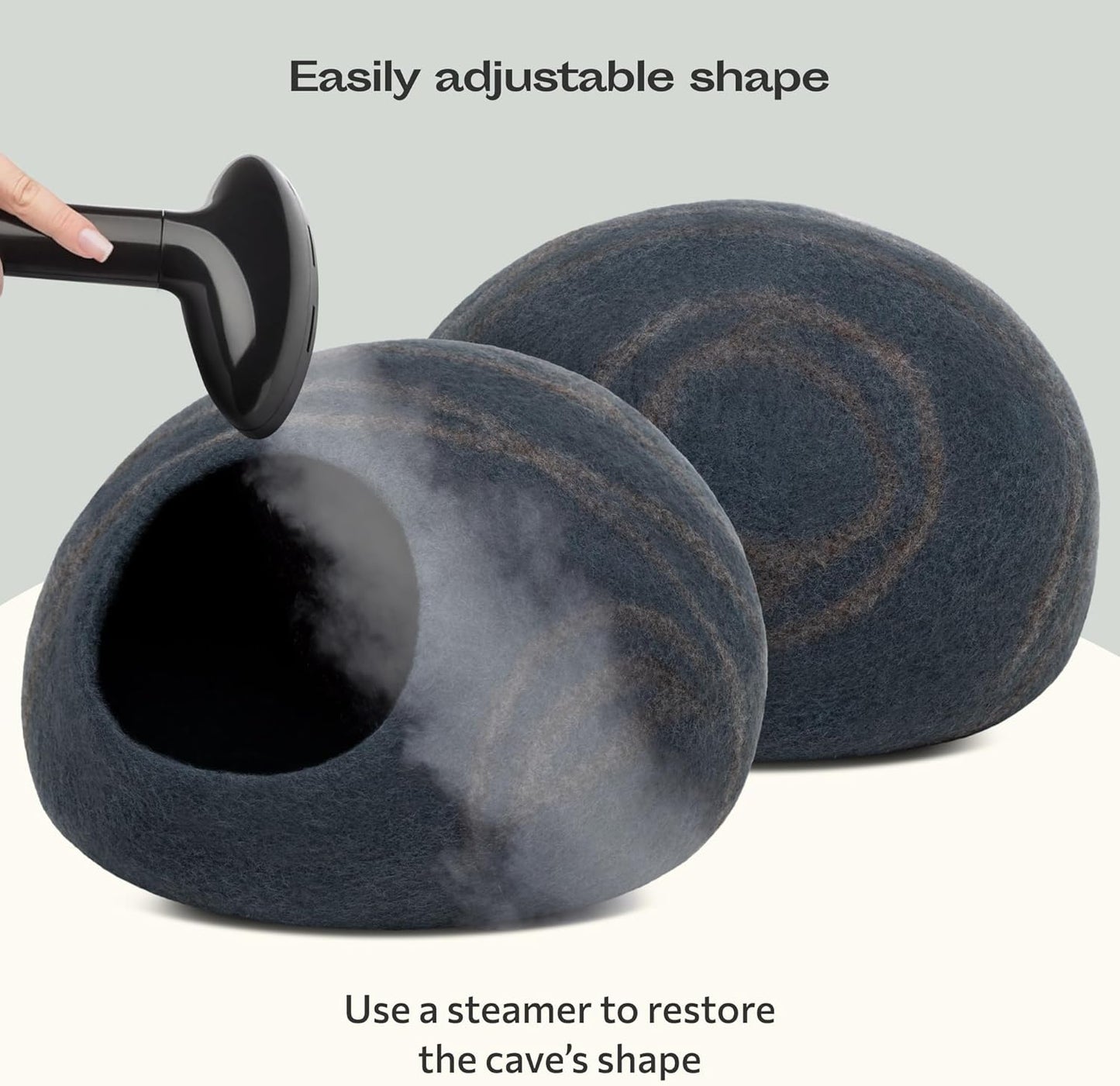 Cat Cave – Premium Felt Cat Bed for Indoor Cats, Handmade 100% Merino Wool (Large, Slate Grey)