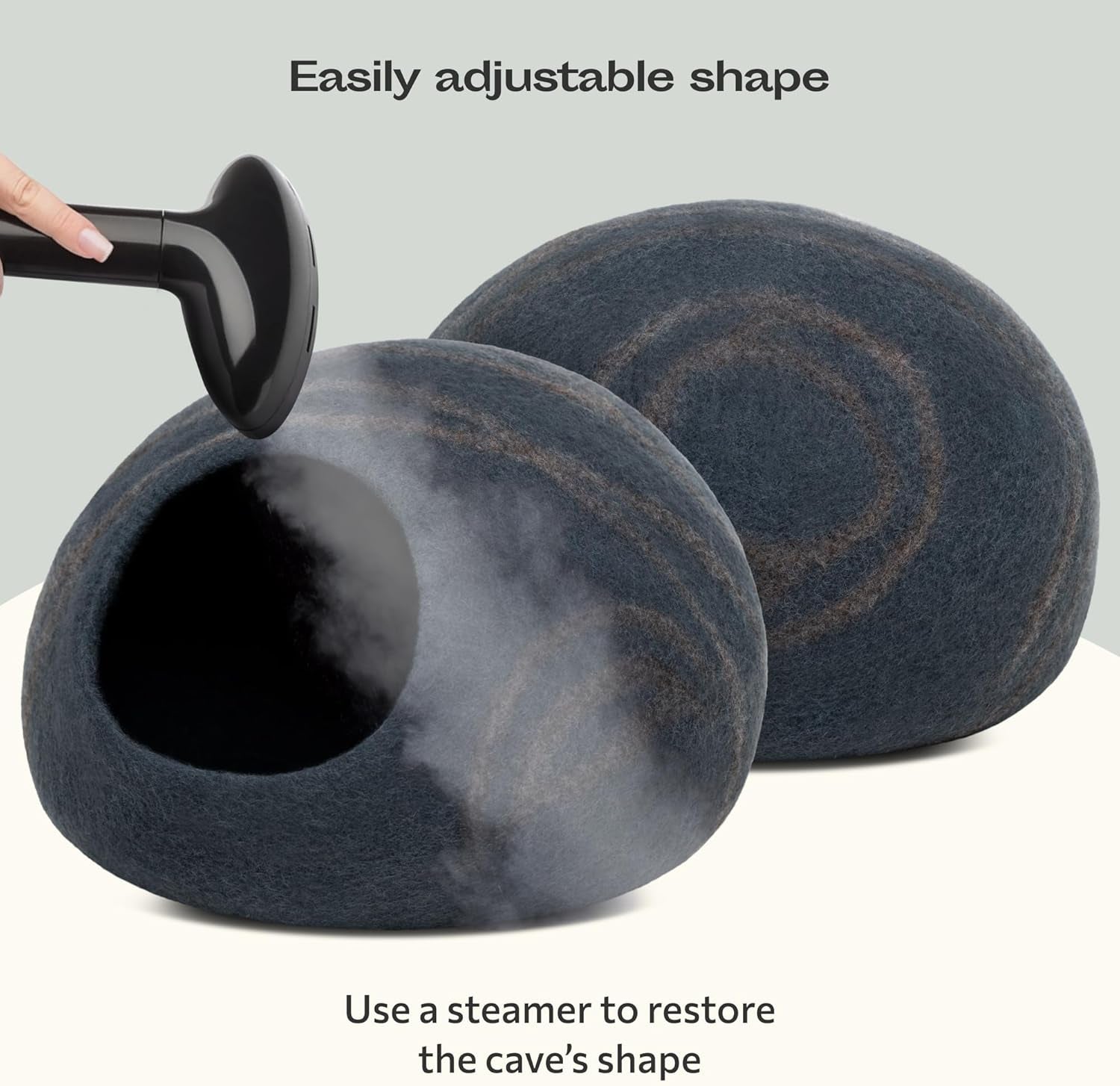 Cat Cave – Premium Felt Cat Bed for Indoor Cats, Handmade 100% Merino Wool (Large, Slate Grey)