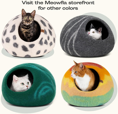 Cat Cave – Premium Felt Cat Bed for Indoor Cats, Handmade 100% Merino Wool (Large, Slate Grey)